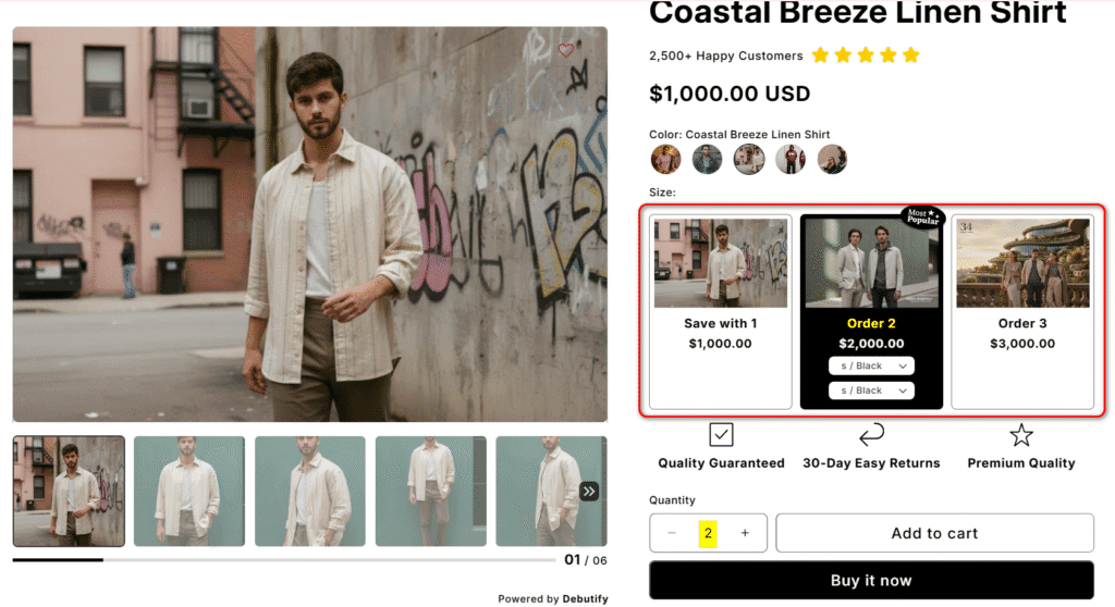 Debutify theme bundle sell