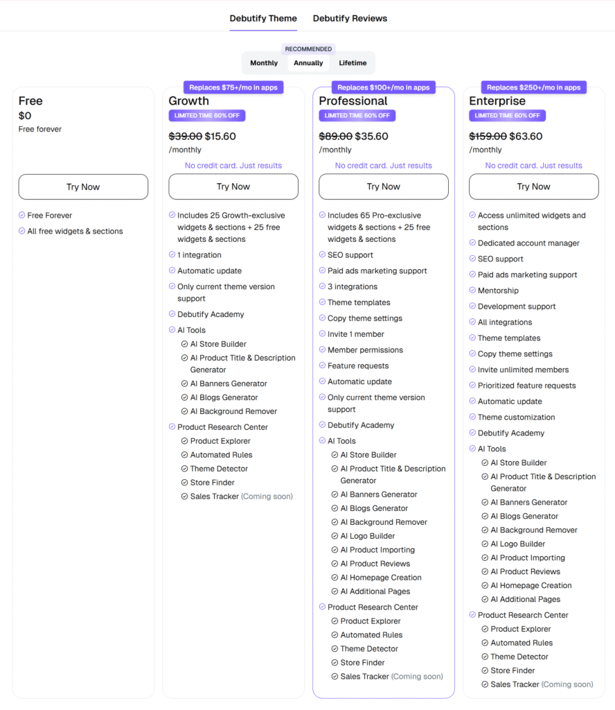 Debutify theme pricing