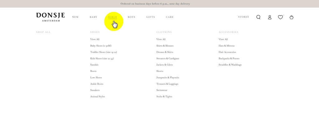 Donsje Amsterdam mega menu by beyours shopify theme