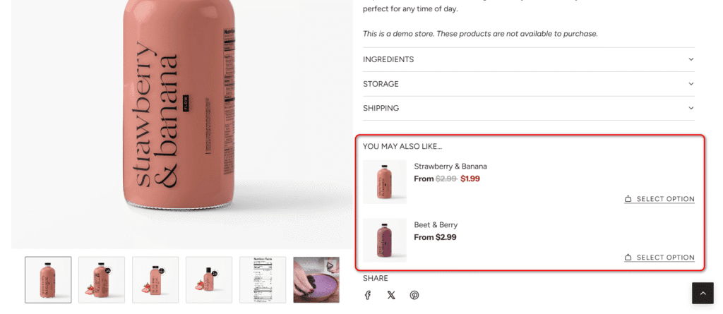 Flow theme cross selling