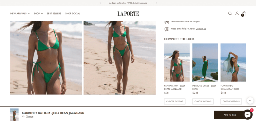 La Porte cross selling & sticky add to bag