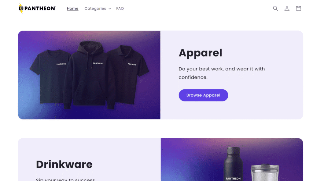 Pantheon single product shopify theme example