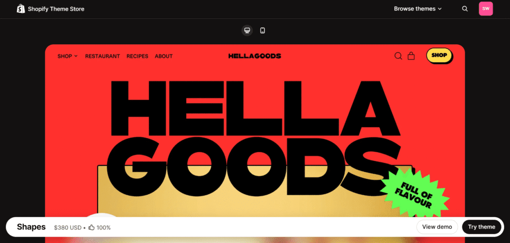 Shapes single product shopify theme