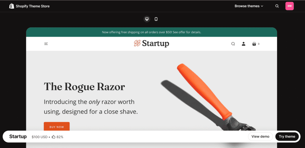 Startup single product shopify theme