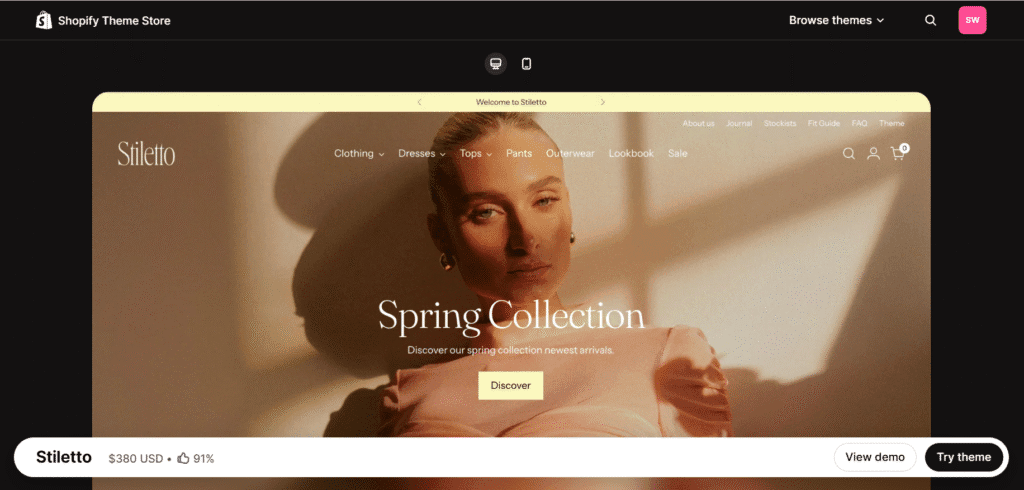 Stiletto shopify apparel theme