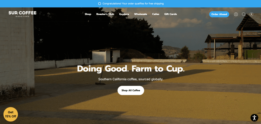 Sur coffee shopify store example
