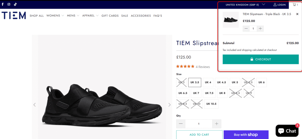 Tiem slideout mini cart