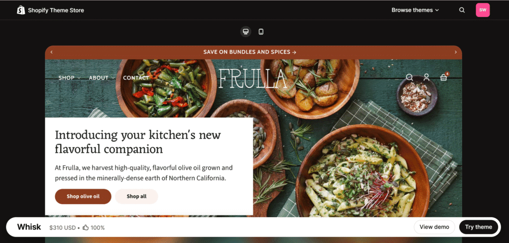 Whisk single product shopify theme