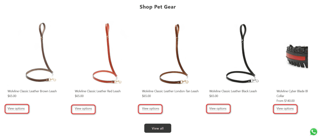 Wolvline hero quick view product grid