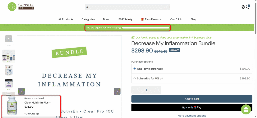 connersclinic free shipping bar and sales pop