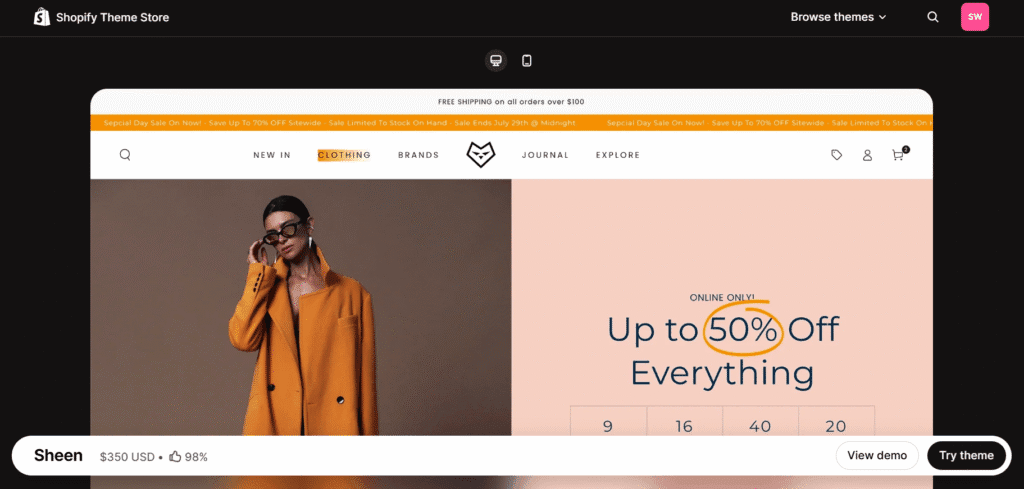 sheen beyours shopify theme demo