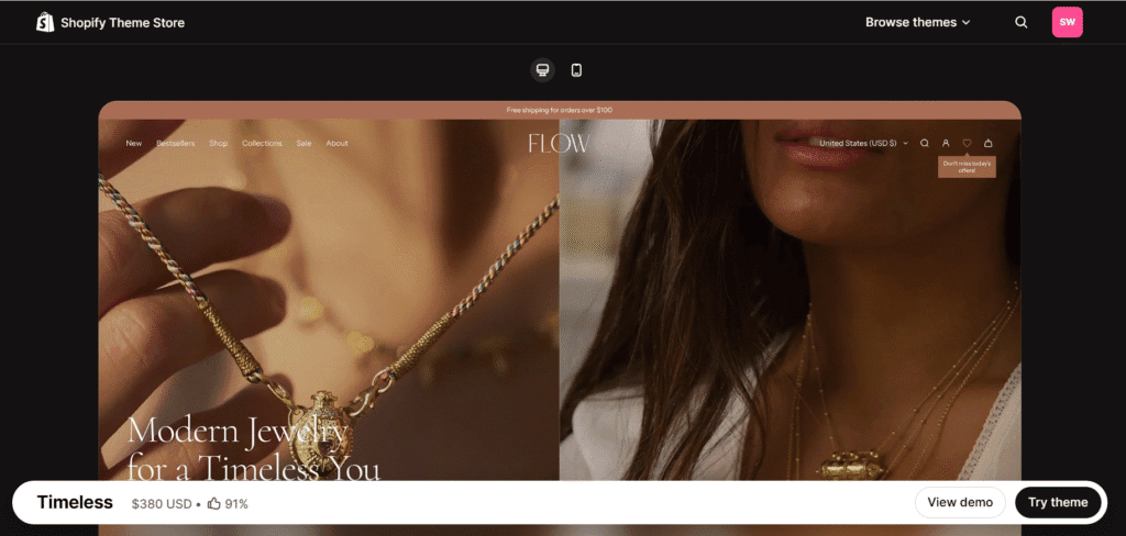 timeless flow theme shopify demo