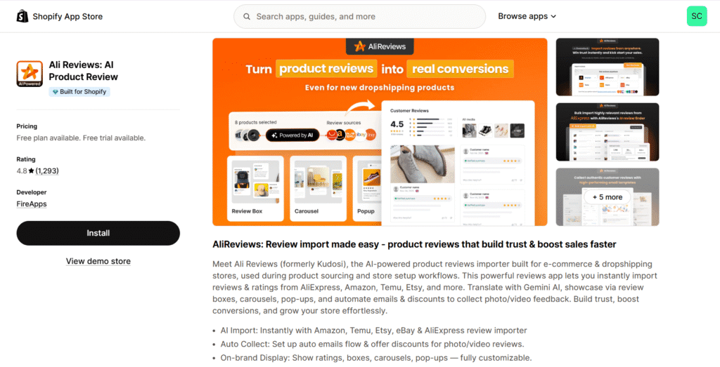 Ali best product review app for shopify