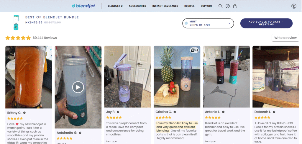 Blendjet uses Loox reviews