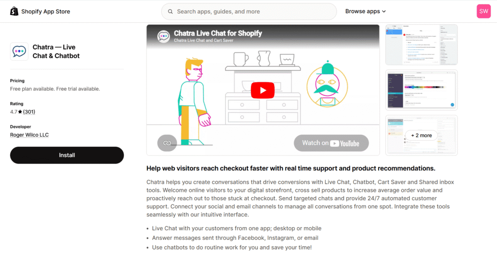Chatra among Shopify customer service apps