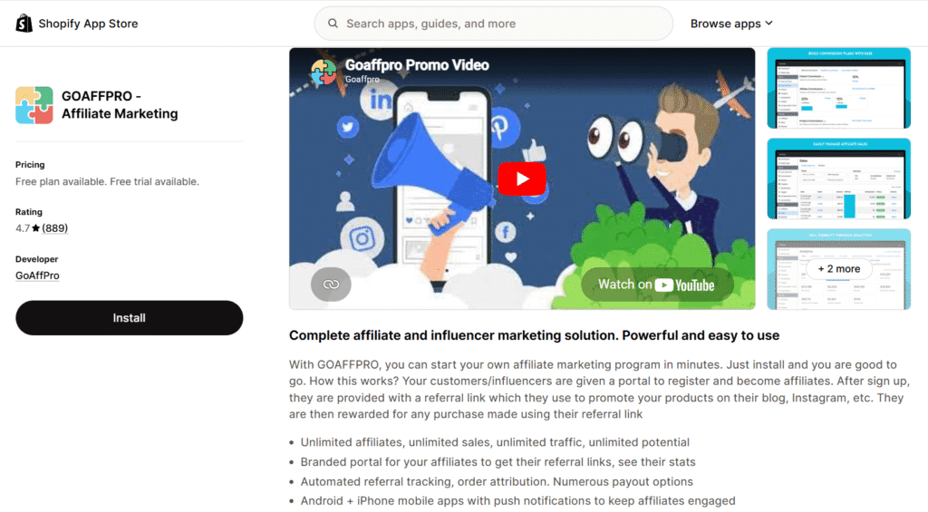 GOAFFPRO shopify affiliate apps