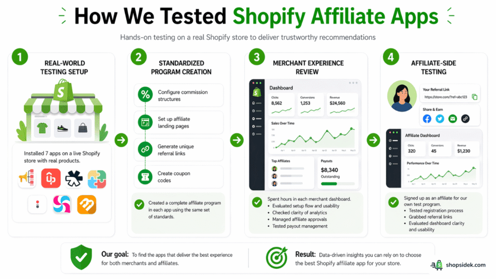 How we tested to find best Shopify affiliate app