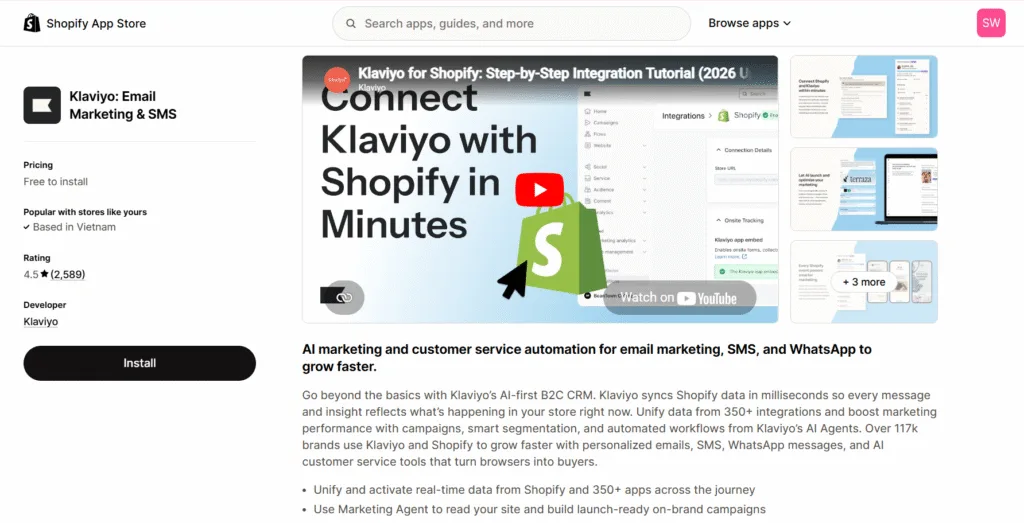 Klaviyo best email marketing app for shopify