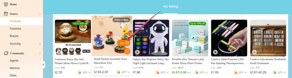 List trending products in CJDropshipping