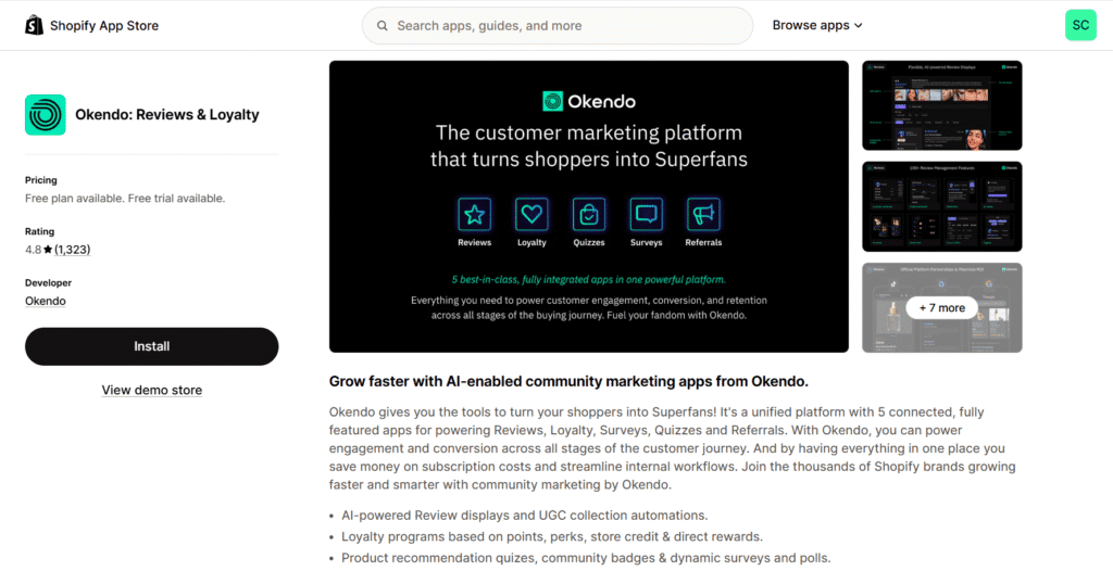 Okendo product reviews app