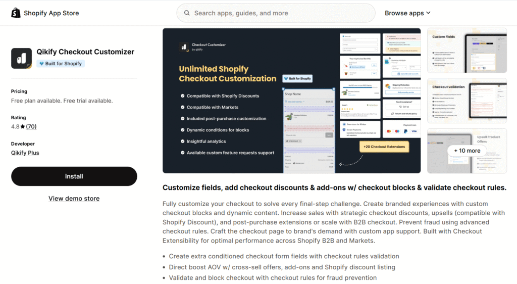 Qikify checkout upsell shopify app