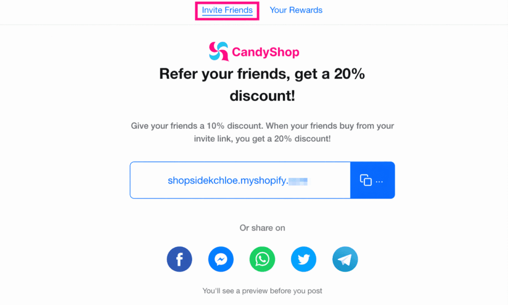Referral Candy post-purchase popup