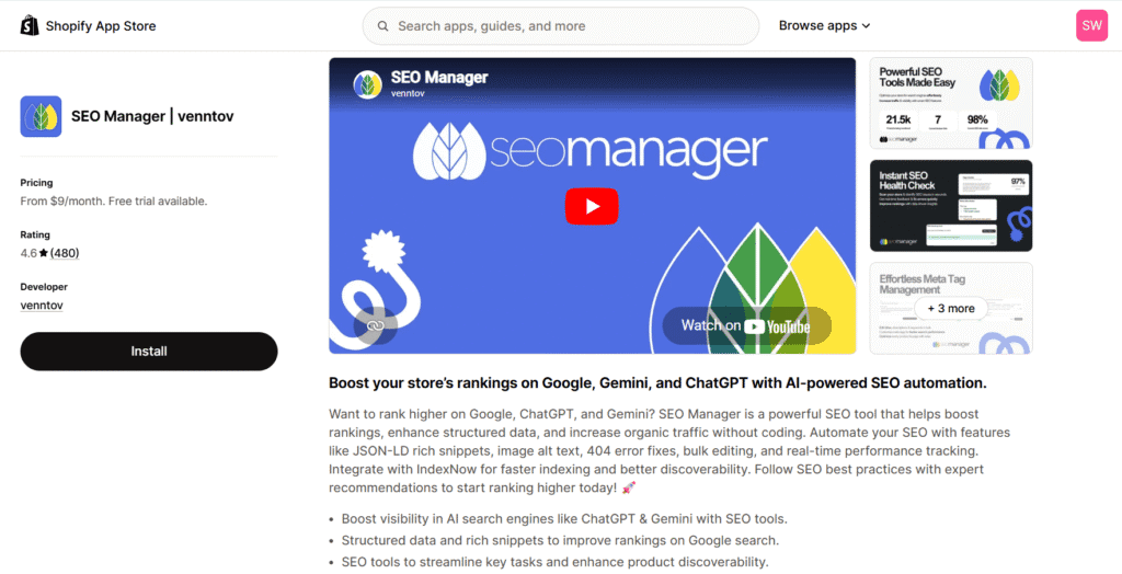 SEO manager app