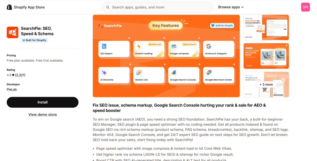 Searchpie top shopify SEO apps