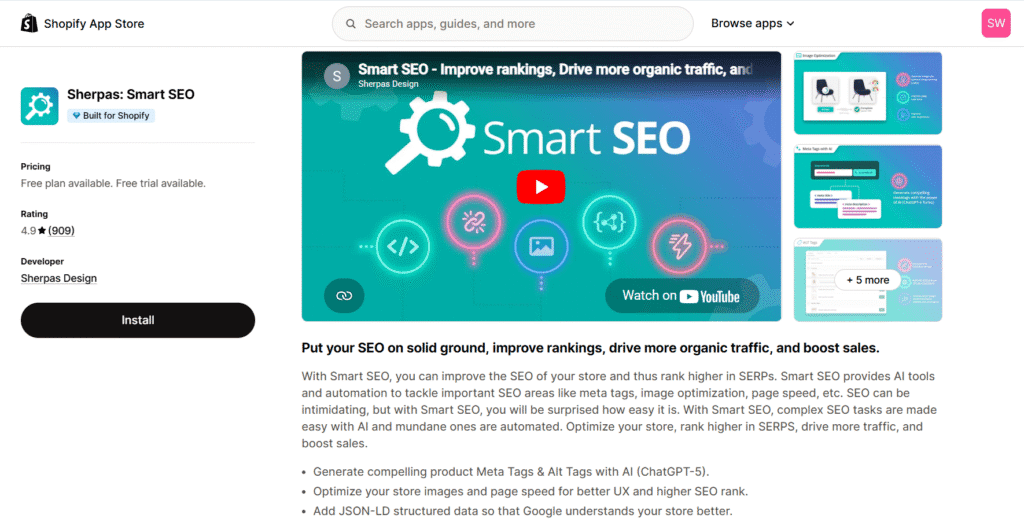 Sherpas best shopify SEO apps