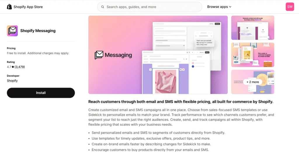 Shopify Messaging best email marketing app for shopify