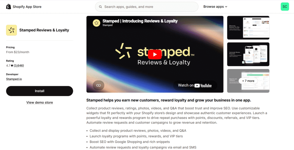 Stamped Reviews & Loyalty