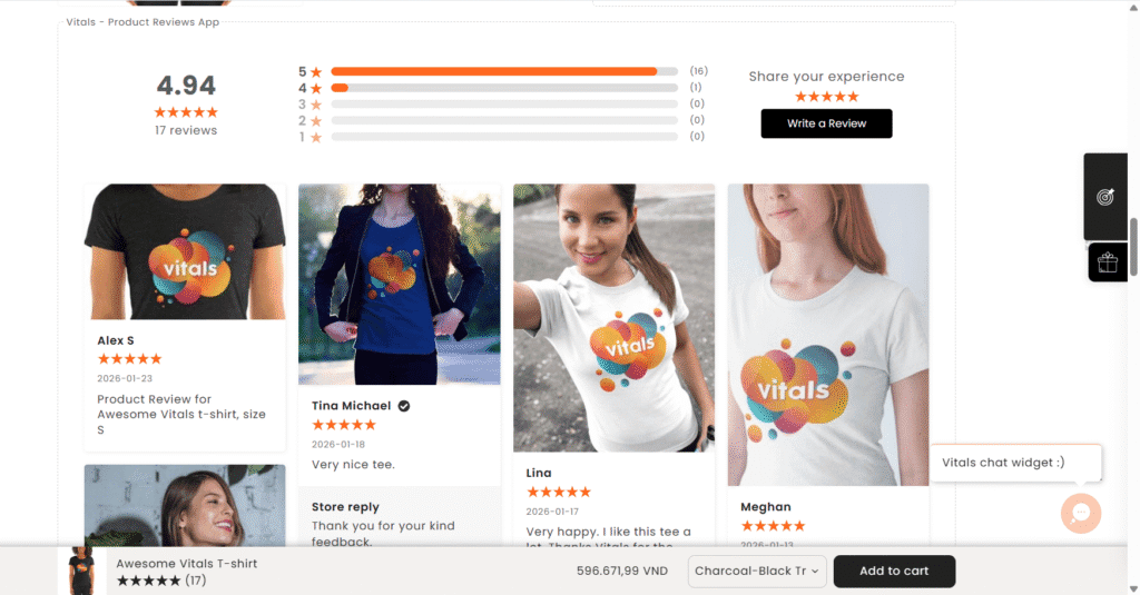 Vital product review demo store