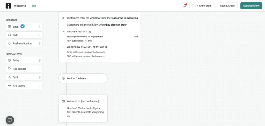 Welcome email marketing series by Omnisend