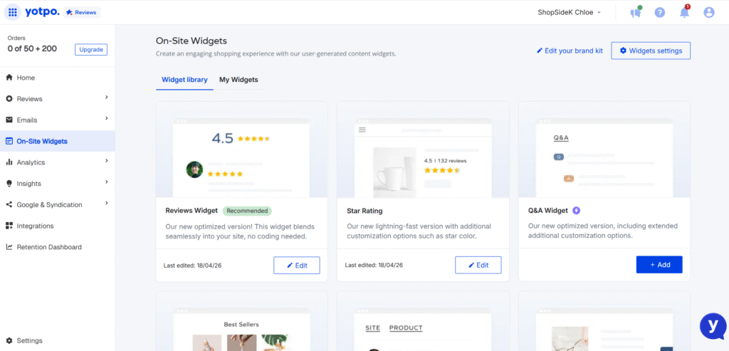Yotpo review widgets