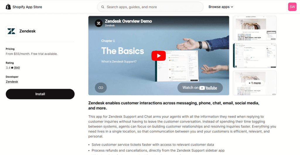 Zendesk among Shopify live chat apps