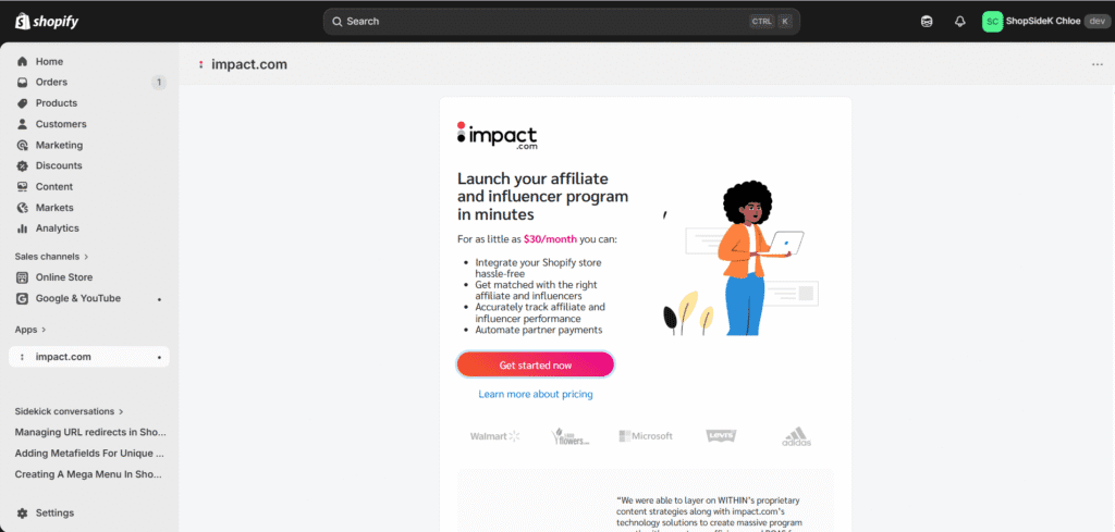 impact.com Affiliate Marketing setup