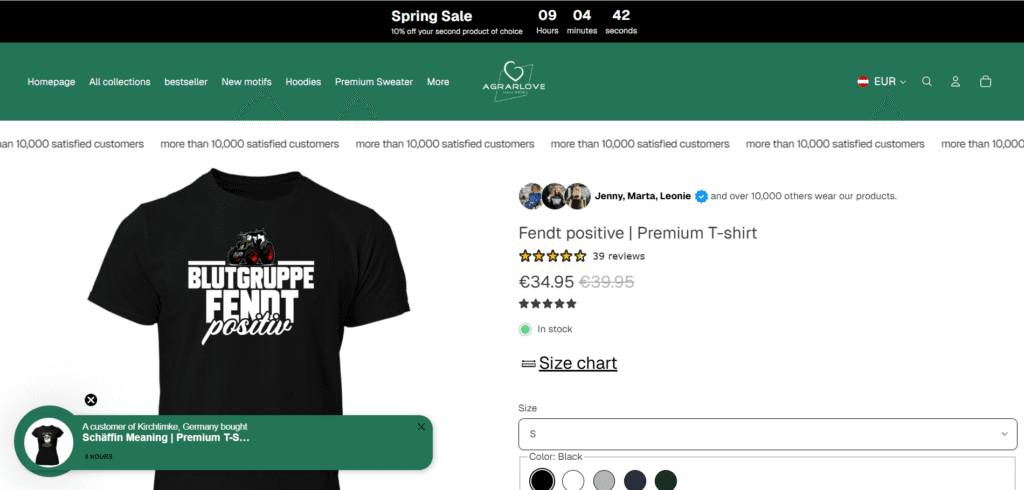 Agrarlove use shopify vitals app cro features