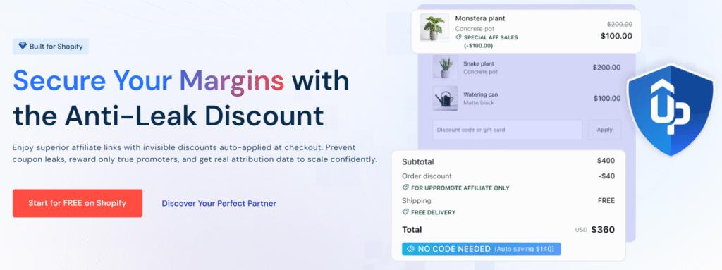 Anti-leak discount uppromote affiliate program