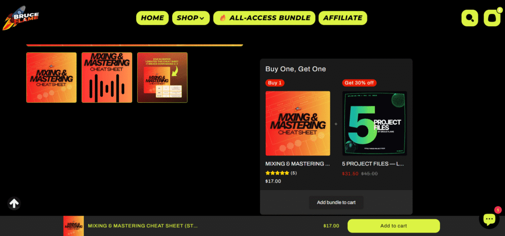 Bruce Flame use vitals app shopify buy one get one
