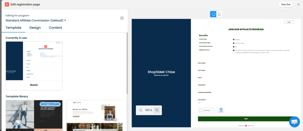 Build Uppromote custom sign-up page