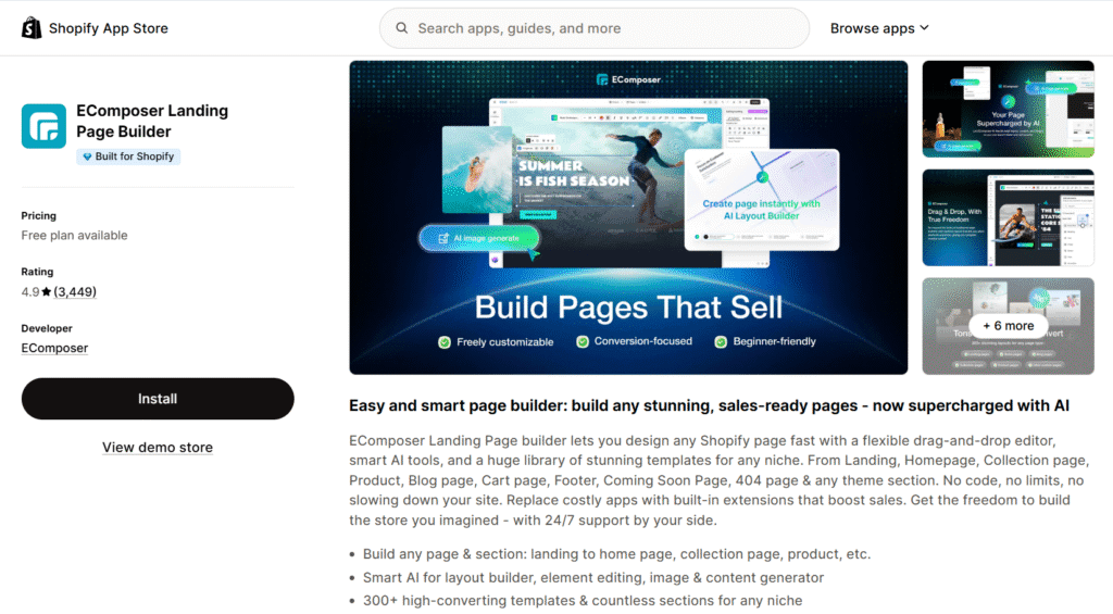 EComposer best shopify page builder