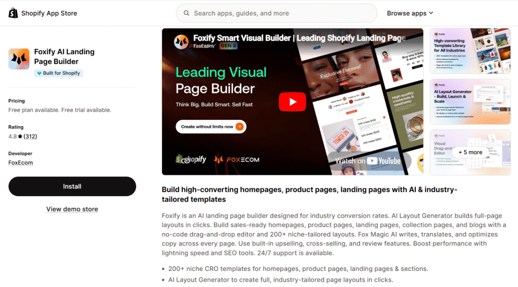 Foxify AI Landing Page Builder