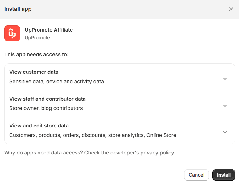 Install Uppromote Shopify app