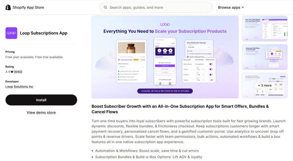 Loop Subscriptions App
