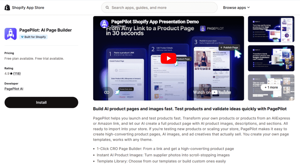 PagePilot AI Shopify Page Builder