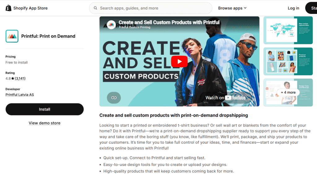 Printful POD shopify app