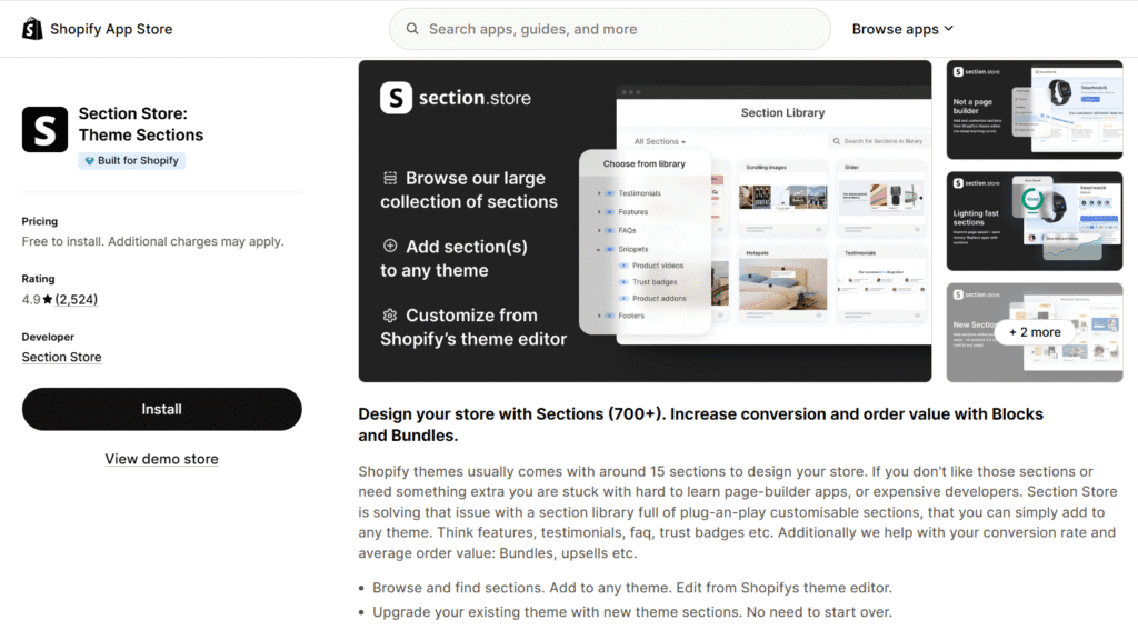 Section Store best page builder for shopify
