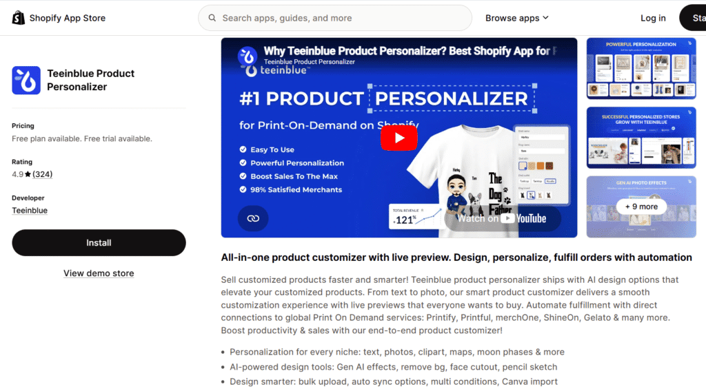 Teeinblue Product Personalizer