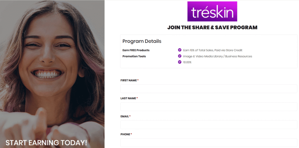 TréSkin affiliate program
