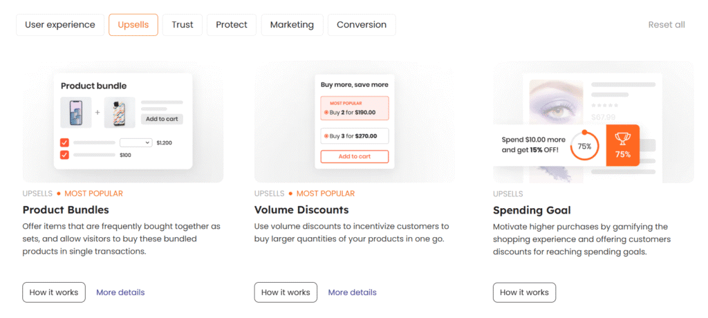 Upsell with shopify vitals app